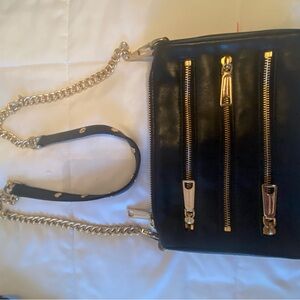 Rebecca Minkoff Black Bag with Gold Chain and Zippers